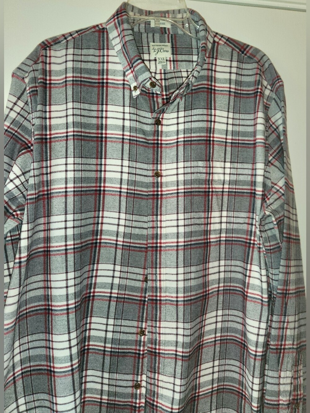 J. Crew Flannel Gray Plaid Men's Shirt Size XXL EUC $28